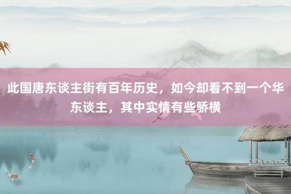 此国唐东谈主街有百年历史，如今却看不到一个华东谈主，其中实情有些骄横